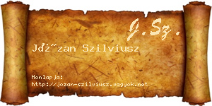 Józan Szilviusz névjegykártya